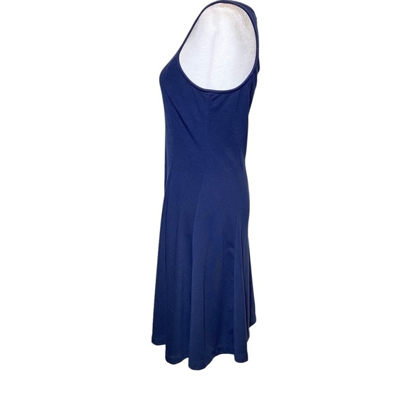 Old Navy women's Medium Blue midi ponte sleeveless skater fit pullover dress - Picture 3 of 9